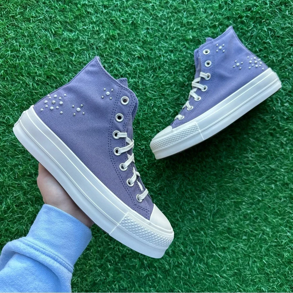 🎁Converse Chuck Taylor All Star Ctas Lift Hi Lavender Ash - Picture 2 of 12